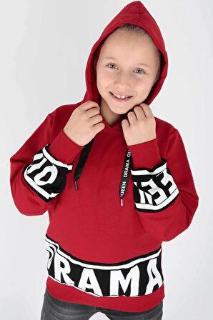 Kids Kız Drama Baskılı Sweat Uzun Kollu Kapşonlu Sweatshirt Pamuklu Ak13433