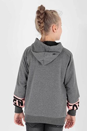 Kids Kız Drama Baskılı Sweat Uzun Kollu Kapşonlu Sweatshirt Pamuklu Ak13433