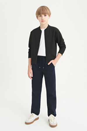 Erkek Çocuk Beli İpli Lastikli Okul Pantolonu Ak609