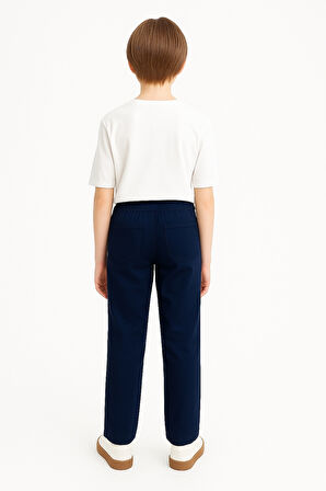 Erkek Çocuk Beli İpli Lastikli Okul Pantolonu Ak609