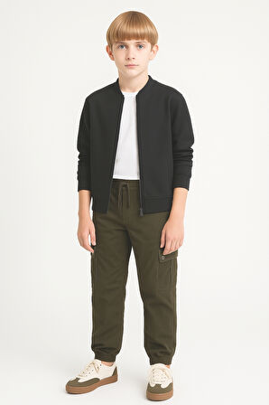 Erkek Çocuk Komando Cepli Beli Lastikli Okul Pantolonu AK1000-1-2