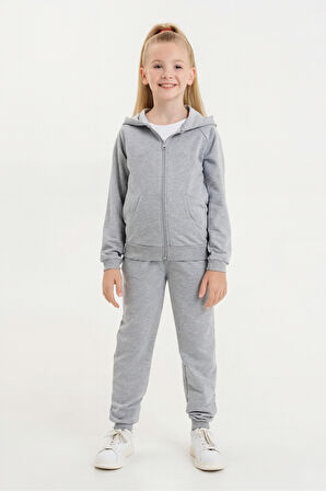 Kız - Erkek Çocuk Basic Fermuarlı Okul Eşofman Takımı Ak0785