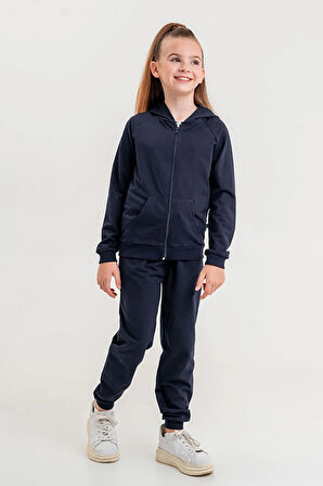 Kız - Erkek Çocuk Basic Fermuarlı Okul Eşofman Takımı Ak0785