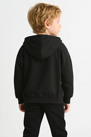 Kız - Erkek Çocuk Basic Fermuarlı Kalın 3 İplik Kışlık Okul Sweat Ak1815