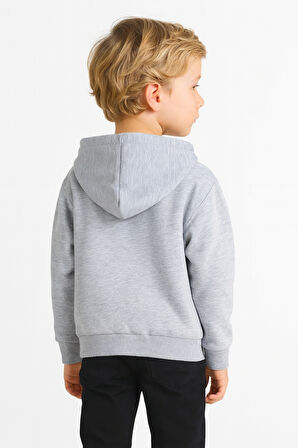 Kız - Erkek Çocuk Basic Fermuarlı Kalın 3 İplik Kışlık Okul Sweat Ak1815