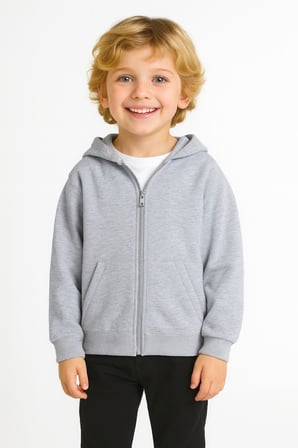 Kız - Erkek Çocuk Basic Fermuarlı Kalın 3 İplik Kışlık Okul Sweat Ak1815