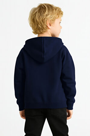 Kız - Erkek Çocuk Basic Fermuarlı Kalın 3 İplik Kışlık Okul Sweat Ak1815