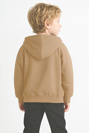 Kız - Erkek Çocuk Basic Fermuarlı Kalın 3 İplik Kışlık Okul Sweat Ak1815
