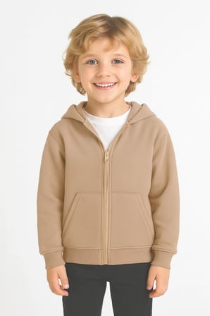 Kız - Erkek Çocuk Basic Fermuarlı Kalın 3 İplik Kışlık Okul Sweat Ak1815