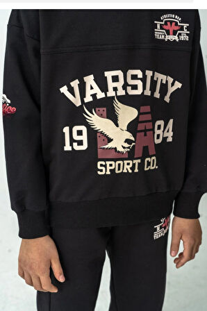 Erkek Çocuk Varsity Baskılı Alt Üst Eşofman Takımı Ak7959