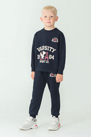 Erkek Çocuk Varsity Baskılı Alt Üst Eşofman Takımı Ak7959