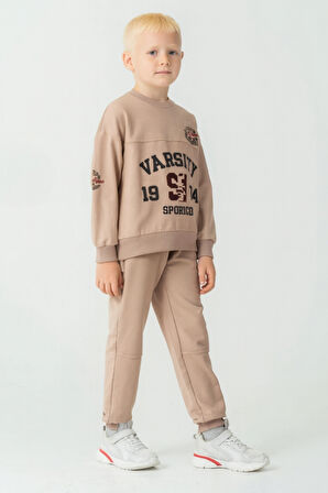 Erkek Çocuk Varsity Baskılı Alt Üst Eşofman Takımı Ak7959