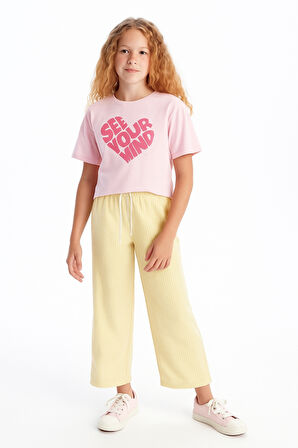 Kız Çocuk Basic Waffle Kumaş Suyolu Mevsimlik Tek Alt Ak2515-1