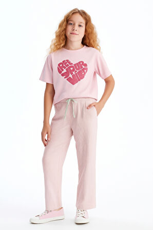 Kız Çocuk Basic Waffle Kumaş Suyolu Mevsimlik Tek Alt Ak2515-1