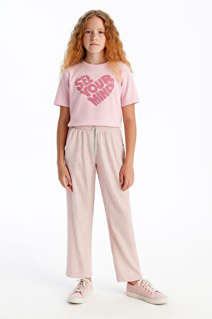 Kız Çocuk Basic Waffle Kumaş Suyolu Mevsimlik Tek Alt Ak2515-1