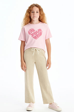 Kız Çocuk Basic Waffle Kumaş Suyolu Mevsimlik Tek Alt Ak2515-1