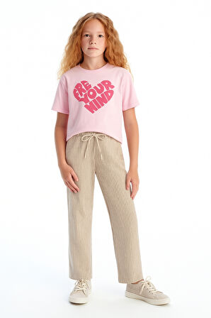 Kız Çocuk Basic Waffle Kumaş Suyolu Mevsimlik Tek Alt Ak2515-1