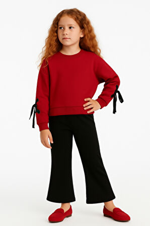 Kız Çocuk Kolları Fiyonklu Alt Üst Takım Ak13563