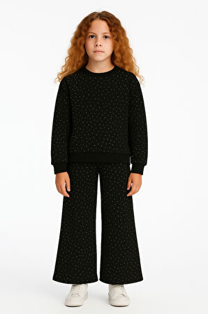 Kız Çocuk Küçük Taş İşlemeli Alt Üst Takım Ak13595