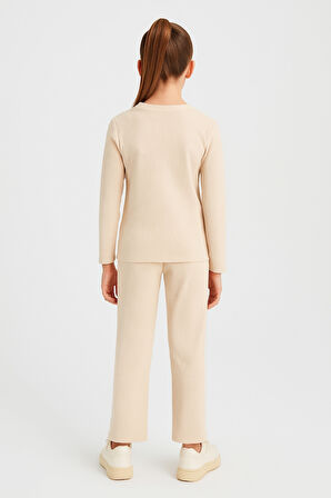 Kız Çocuk Waffle Kumaş Fiyonk Detaylı Alt Üst Takım Ak13586