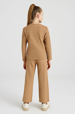 Kız Çocuk Waffle Kumaş Fiyonk Detaylı Alt Üst Takım Ak13586