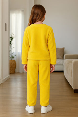 Kız - Erkek Çocuk Gülen Yüz Nakışlı Kışlık Peluş Takım Ak4006