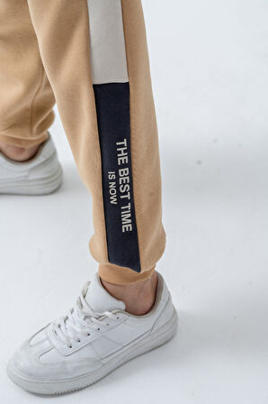 Erkek Çocuk The Best Tıme Is Now Baskılı 3 İplik Kalın Kışlık Eşofman Takımı Ak4230