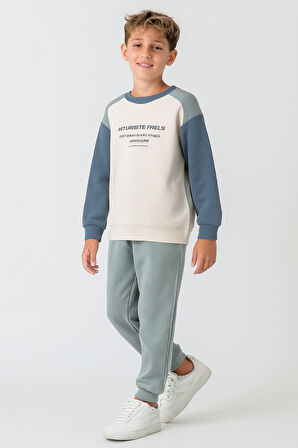 Erkek Çocuk Futurıstıc Feels Baskılı 3 İplik Kalın Kışlık Eşofman Takımı Ak4229