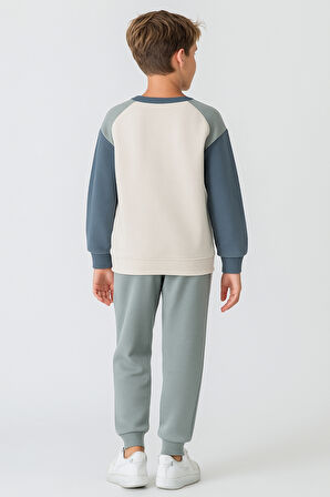 Erkek Çocuk Futurıstıc Feels Baskılı 3 İplik Kalın Kışlık Eşofman Takımı Ak4229