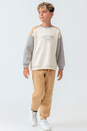 Erkek Çocuk Futurıstıc Feels Baskılı 3 İplik Kalın Kışlık Eşofman Takımı Ak4229