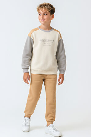 Erkek Çocuk Futurıstıc Feels Baskılı 3 İplik Kalın Kışlık Eşofman Takımı Ak4229