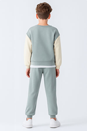 Erkek Çocuk Upper Baskılı 3 İplik Kalın Kışlık Eşofman Takımı Ak4231