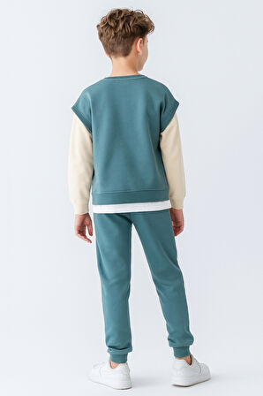 Erkek Çocuk Upper Baskılı 3 İplik Kalın Kışlık Eşofman Takımı Ak4231