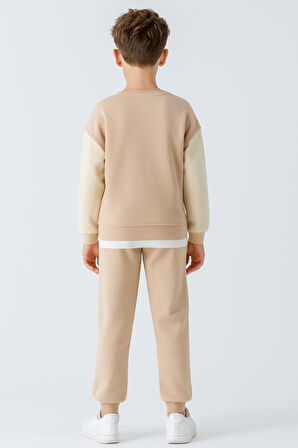 Erkek Çocuk Upper Baskılı 3 İplik Kalın Kışlık Eşofman Takımı Ak4231