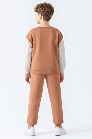 Erkek Çocuk Upper Baskılı 3 İplik Kalın Kışlık Eşofman Takımı Ak4231