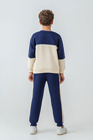 Erkek Çocuk Brooklyn Skat Clup Baskılı 3 İplik Kalın Kışlık Eşofman Takımı Ak4228