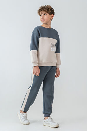 Erkek Çocuk Brooklyn Skat Clup Baskılı 3 İplik Kalın Kışlık Eşofman Takımı Ak4228