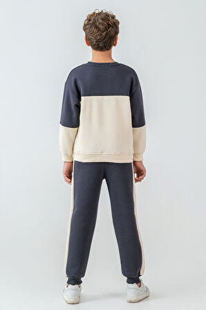 Erkek Çocuk Brooklyn Skat Clup Baskılı 3 İplik Kalın Kışlık Eşofman Takımı Ak4228