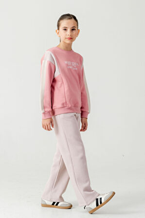 Kız Çocuk Make Your Baskılı 3 İplik Kalın Kışlık Eşofman Takımı Ak4227