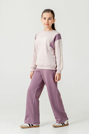 Kız Çocuk Make Your Baskılı 3 İplik Kalın Kışlık Eşofman Takımı Ak4227