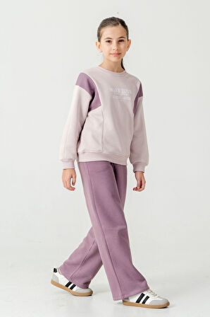 Kız Çocuk Make Your Baskılı 3 İplik Kalın Kışlık Eşofman Takımı Ak4227