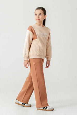 Kız Çocuk Make Your Baskılı 3 İplik Kalın Kışlık Eşofman Takımı Ak4227