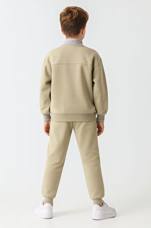 Erkek Çocuk Brooklyn Stay Strong Baskılı 3 İplik Kalın Kışlık Eşofman Takımı Ak4225