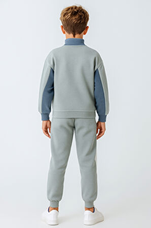 Erkek Çocuk Brooklyn Stay Strong Baskılı 3 İplik Kalın Kışlık Eşofman Takımı Ak4225