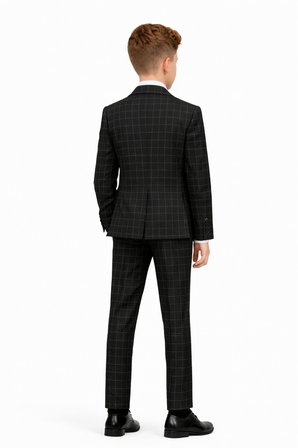 Erkek Çocuk Slim Fit Dokulu Çizgili Klasik Takım Elbise Ak197-198