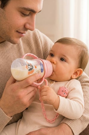 BabyTime 5 li Bebek Beslenme Seti Pembe 0+ Ay – 150 ml PP Biberon,Alıştırma Bardağı,Emzik ve Askısı Ak206