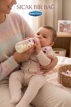 BabyTime 5 Parça Cam Biberon Beslenme Seti 250 ml 125 ml Damaklı Emzik Askı Saklama Kabı Pembe Ak517
