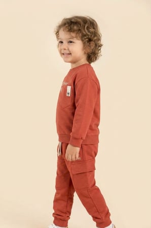 Erkek Çocuk Pamuklu Baskılı 2’li Takım Sweatshirt Eşofman Altı 1-4 Yaş Ak122