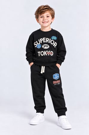 Erkek Çocuk Superior Tokyo Baskılı 2 li Eşofman Takımı Günlük Pamuklu Alt Üst Set Ak116
