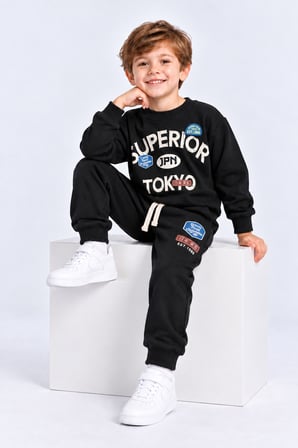 Erkek Çocuk Superior Tokyo Baskılı 2 li Eşofman Takımı Günlük Pamuklu Alt Üst Set Ak116